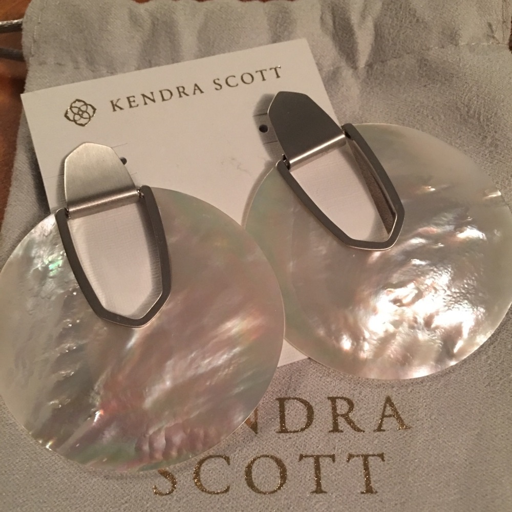 BNWT Diane Silver Statement MOP Earrings